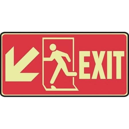 Accuform Exit Sign, Adhesive Glow Vinyl, 14 in W, 7 in H MLEX512GF